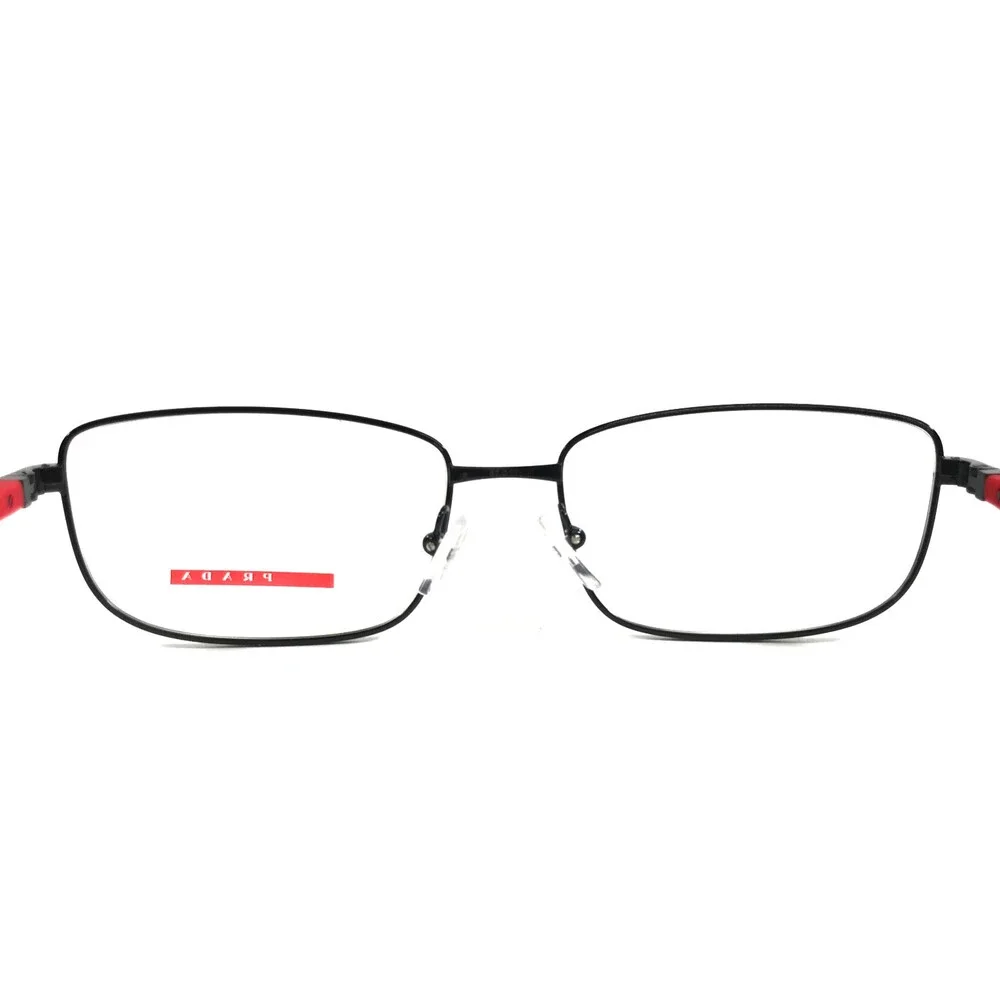Prada Eyeglasses Frames VPS50S 1BO-1O1 Black Red Rectangle Wire Rim 57-17-145 - Picture 9 of 13